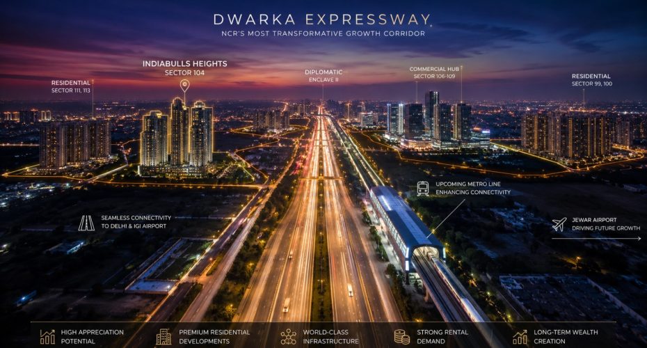 Comparison map of the five builder-driven real estate investment zones on the Dwarka Expressway by SS Estate Analytica.