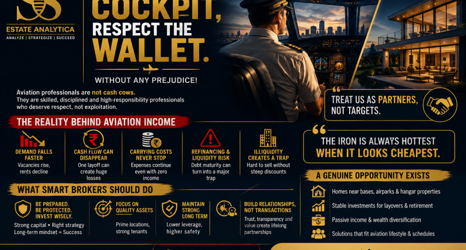 Respect the Cockpit, Respect the Wallet – Aviation professionals deserve ethical and transparent real estate advisory services based on trust, value, and long-term relationships.